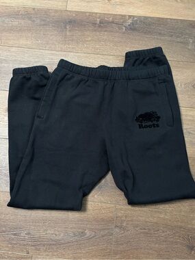 Roots Black Kids Joggers with Logo